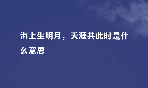 海上生明月，天涯共此时是什么意思